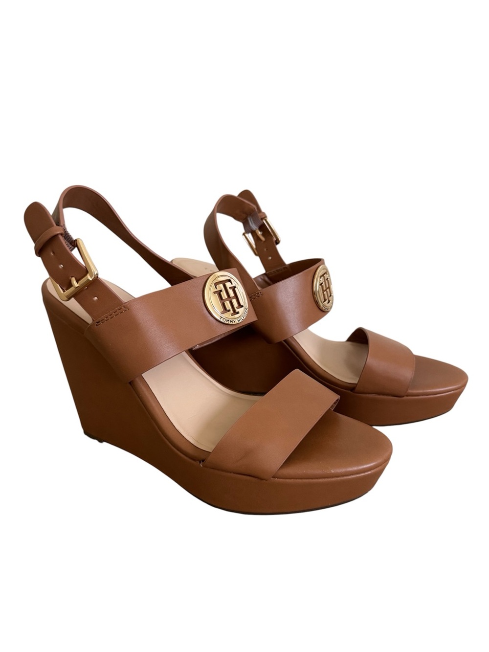 Tommy Hilfiger Kahdy Espadrille Wedge Sandals Tan Size 7.5